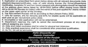 Government of Punjab Department of Tourist Services Latest Vacancies In Lahore